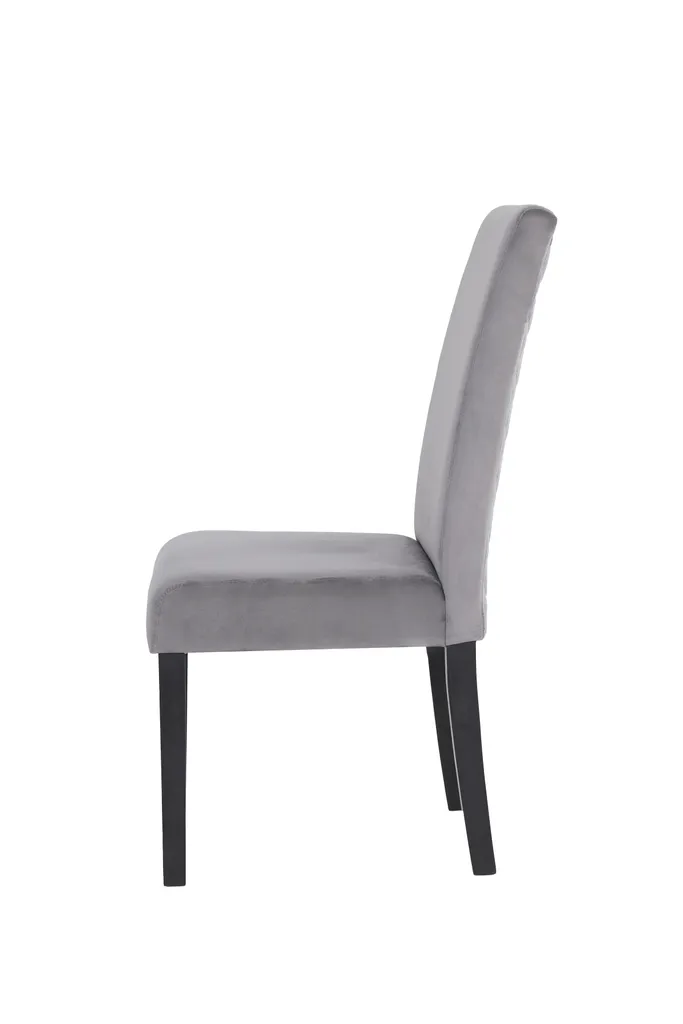 ByLIVING Esszimmerstuhl Silvio 2er-Set, Samt Bezug In Grau Mit Rautensteppung, Gestell Rubberwood Schwarz – Bild 4