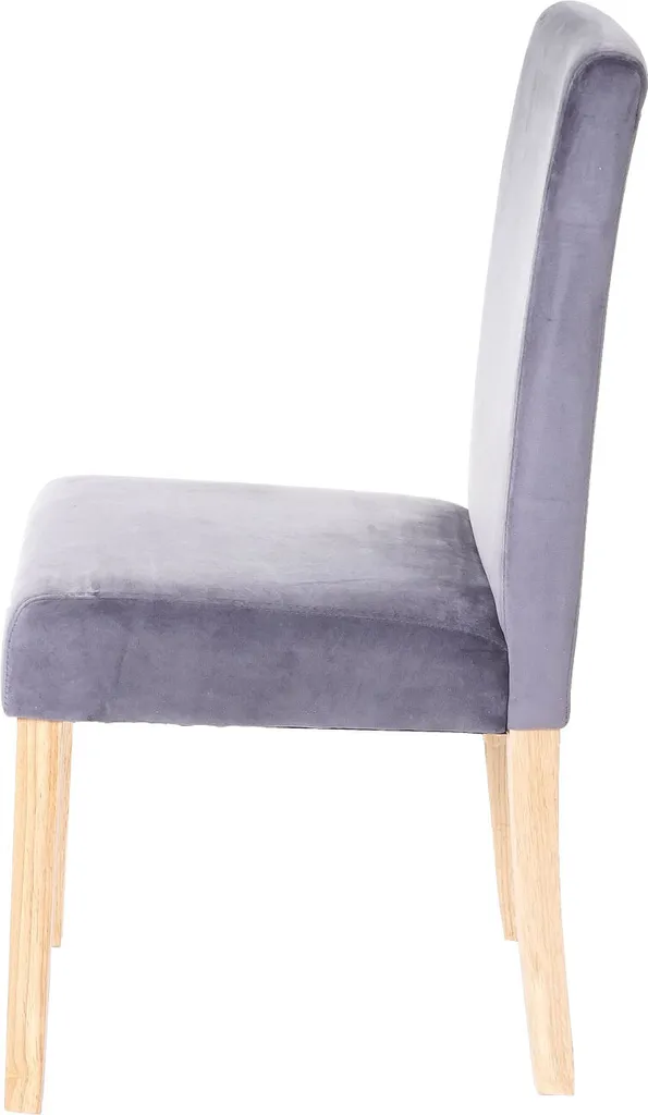 Esszimmerstuhl Littau, Stuhl Küchenstuhl, Samt Grau, Helle Beine – Bild 2
