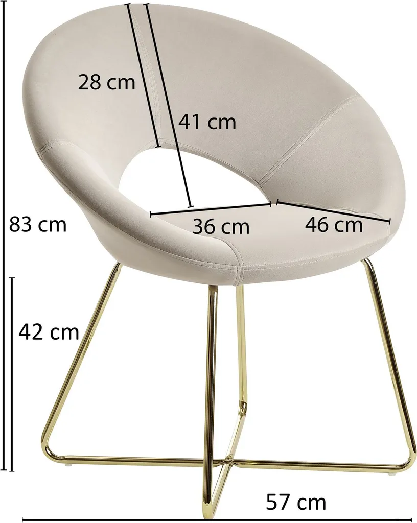 WOHNLING Esszimmerstuhl Samt Beige Küchenstuhl Mit Goldenen Beinen | Schalenstuhl Stoff / Metall | Design Polsterstuhl | Stuhl Esszimmer Gepolstert – Bild 3