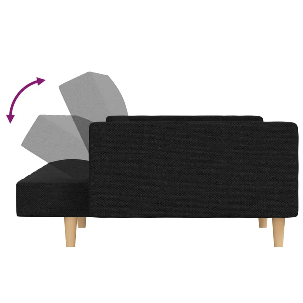 VidaXL Schlafsofa 2-Sitzer Mit 2 Kissen Schwarz Stoff – Bild 8