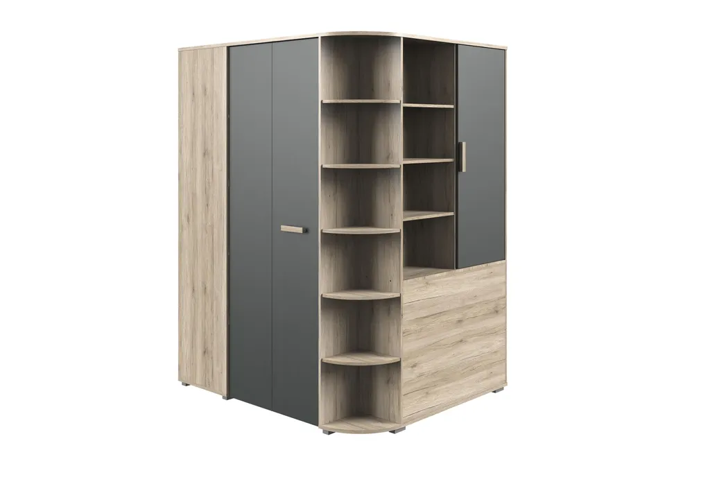 Eck-Kleiderschrank Drehtürenschrank Holzschrank Schrank Begehbar "Canton V" – Bild 2