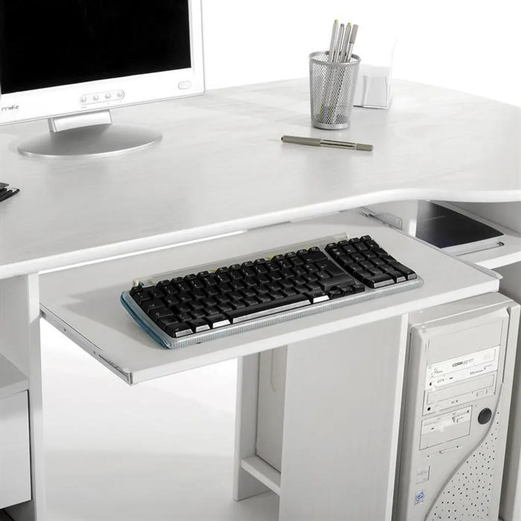 Schreibtisch BOB Computertisch PC-Schreibtisch, Kiefer Massiv Weiß Lackiert Mit Schubladen – Bild 3