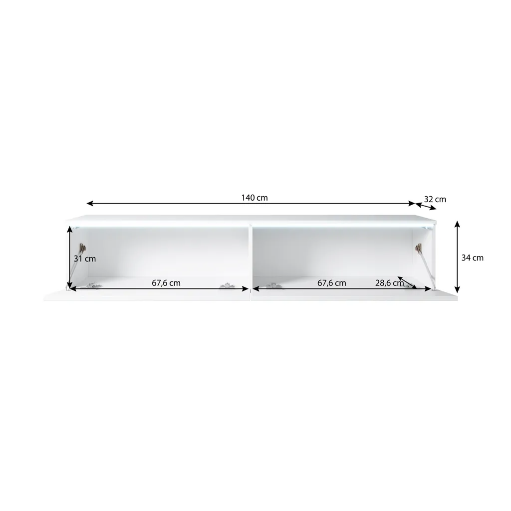 Aktion SALE!!! Furnix TV-Kommode Lowboard Bargo 140 Cm Schrank Mit LED-Beleuchtung Wotan/ Wotan – Bild 3
