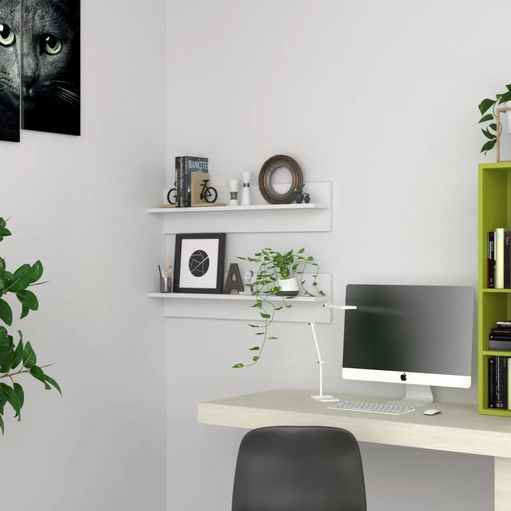 VidaXL Wandregale 2 Stk. Weiß 80x11,5x18 Cm Holzwerkstoff