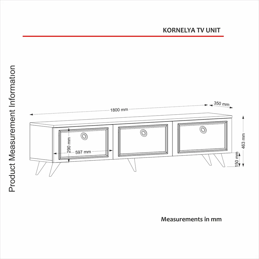 TV Lowboard Cornelia Weiß | B 180 Cm X H 46,3 Cm X T 35 Cm – Bild 7