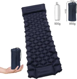 EINFEBEN Camping Schlafmatte Isomatten, Schlafunterlage Selbstaufblasbar, Campingmatte, Luftmatratze Mit Kissen Und Tragetasche,Navy Blau 192*60*8.5cm