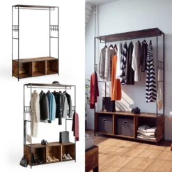 Vicco Kleiderschrank Fyrk Antikholz 119,5 X 189 X 44 Cm Holzwerkstoff Metall