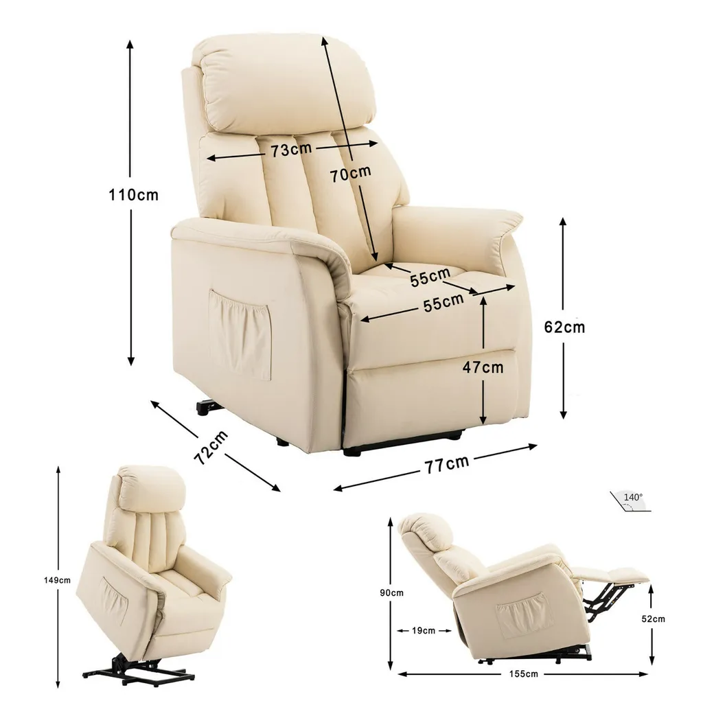 MCombo Elektrisch Aufstehhilfe Fernsehsessel Relaxsessel Elektrisch Verstellbar 7299CW – Bild 13