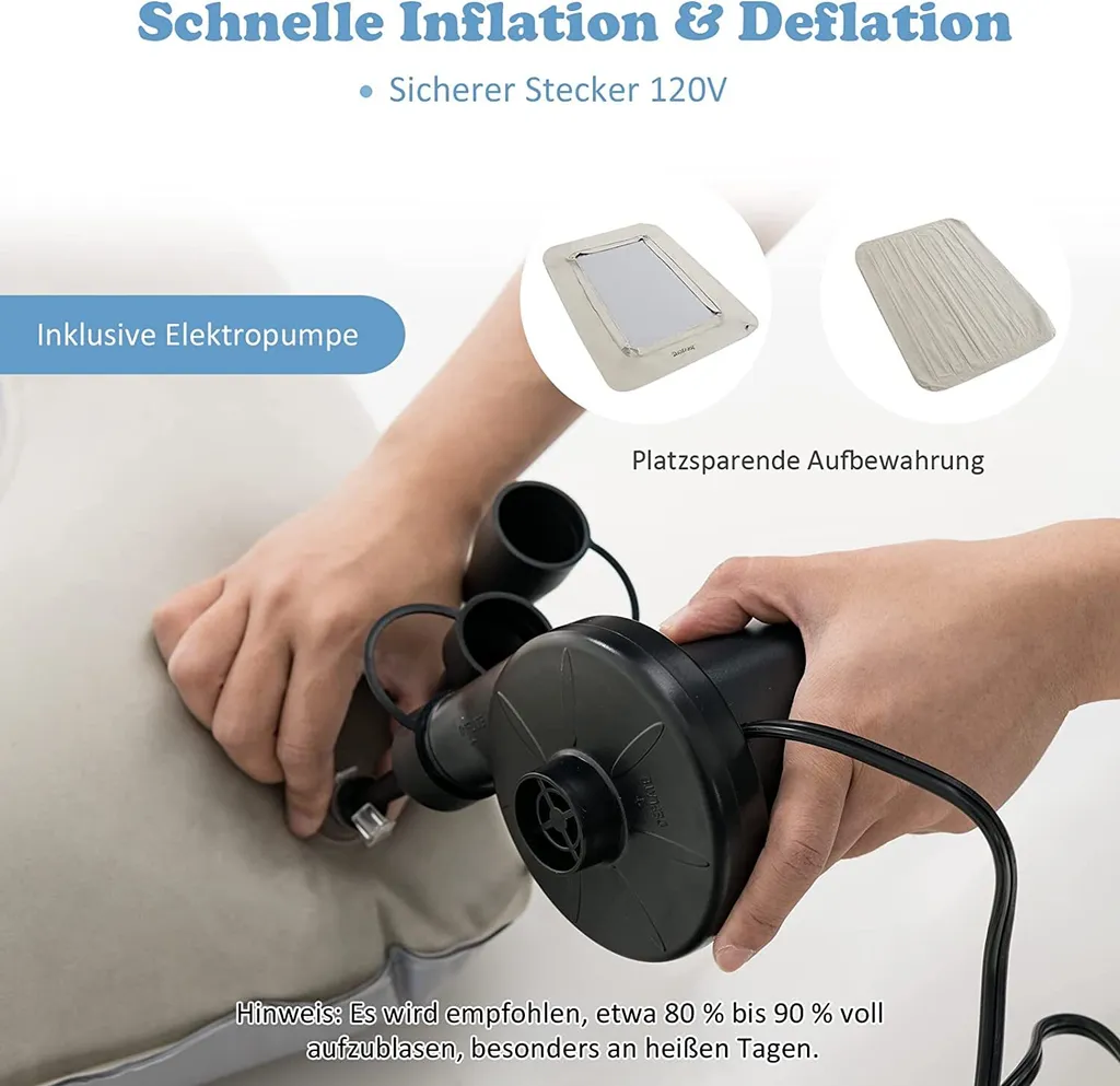 COSTWAY Aufblasbares Kleinkind-Reisebett, Luftmatratzen-Set Mit Elektrischer Pumpe, 2 In 1 Mehrzweck-Design, Tragbares Aufblasbett Für 18-24 Monate Alte Kinder, Geeignet Für Kinderzimmer, Schlafzimmer – Bild 4