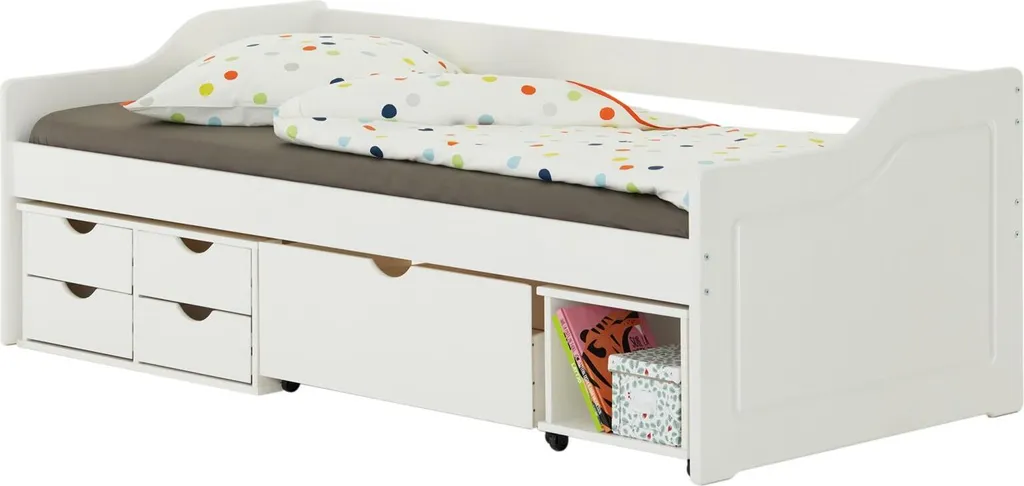 Funktionsbett Funktionsliege Kojenbett Kinderbett Jugendbett 90 X200 Kiefer Weiß