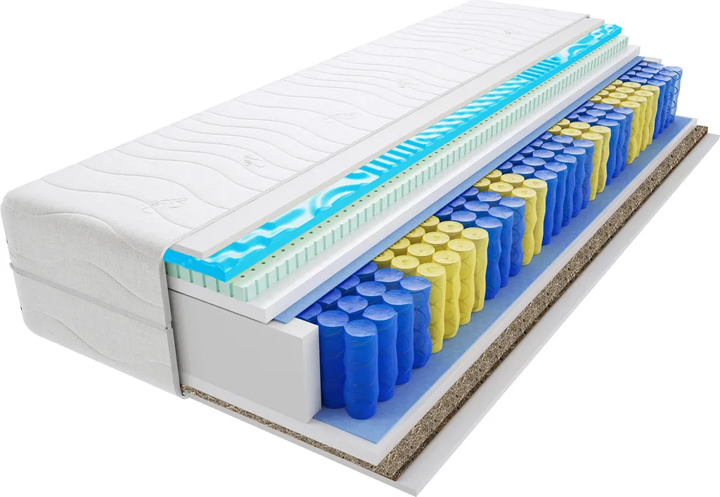 Matratze 200x200 Cm Doppelmatratze, H3 & H4 Federkernmatratze, Taschenfederkernmatratze 27 Cm Hoch Latex Seegras Profilierter Visco Memory Hypoallergene, HR-Schaum, Wendematratze Mit Klimafaser, Gesteppter Bezug Lima Gras Max Visco Molet – Bild 6