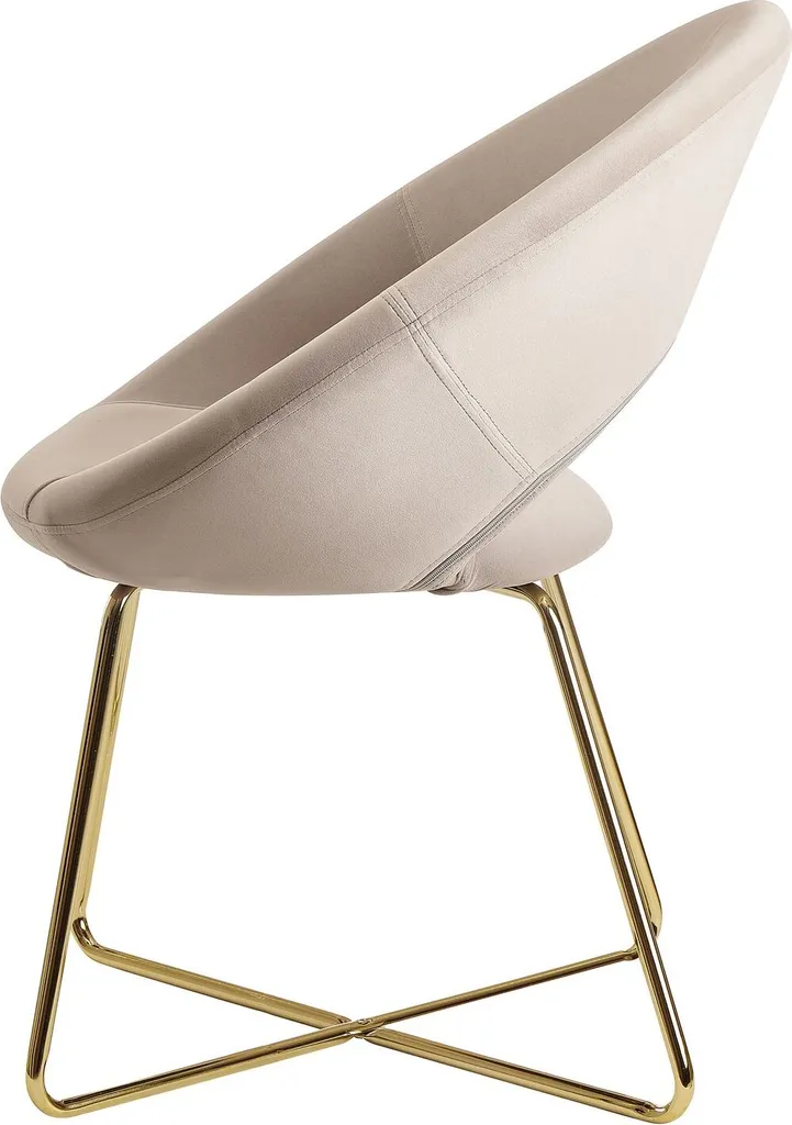 WOHNLING Esszimmerstuhl Samt Beige Küchenstuhl Mit Goldenen Beinen | Schalenstuhl Stoff / Metall | Design Polsterstuhl | Stuhl Esszimmer Gepolstert – Bild 4