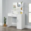 Juskys Schminktisch Zoey Weiß - Frisiertisch Mit Spiegel, Schublade, Fächer & Schrank - Kosmetiktisch Für Damen Und Mädchen