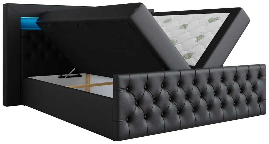 Boxspringbett - Doppelbett Mit Multipocket-Matratze Und Topper - Polsterbett - Stauraumbett Mit Bettkasten - GOLD 9 - Schwarz - 180 X 200 – Bild 4