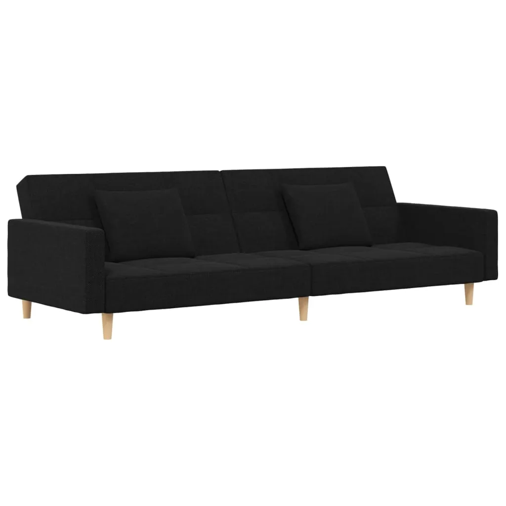 VidaXL Schlafsofa 2-Sitzer Mit 2 Kissen Schwarz Stoff