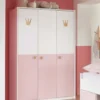 Cindy2 Kleiderschrank 3-türig Weiß / Rose