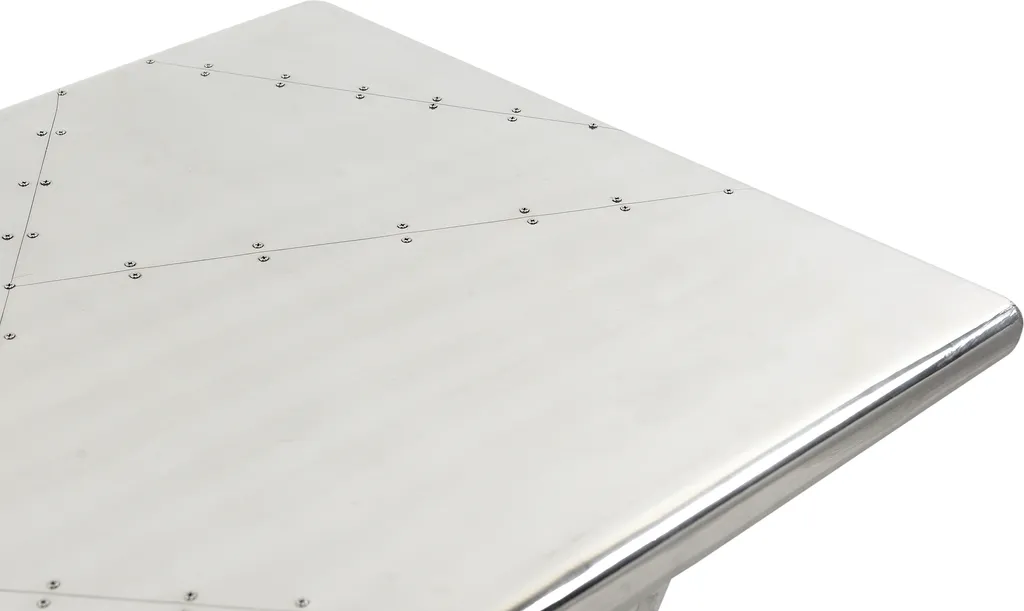 SIT Möbel Schreibtisch | 2 Offene Fächer, 1 Schublade | Mit Alu Beschlagen | Aus Mangoholz Und MDF | B 175 X T 60 X H 75 Cm | Silber | 81707-21 | Serie AIRMAN – Bild 4