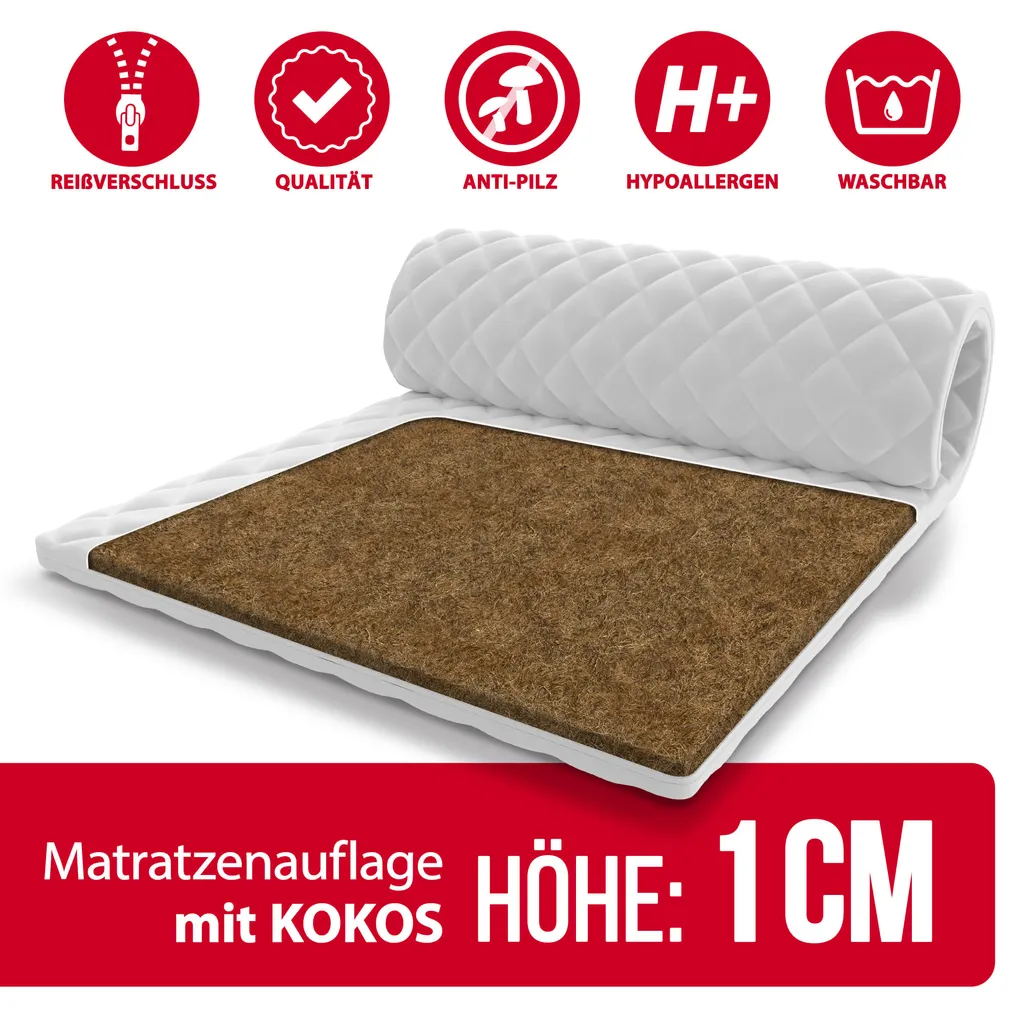 Topper 180x200 Cm Matratzenauflage Mit KOKOS Matratzenschoner Kokosfaser H4