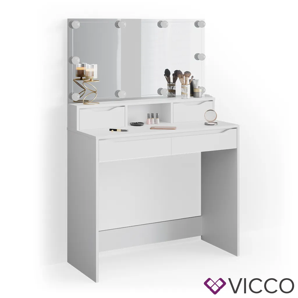 Vicco Schminktisch + LED Ruben Weiß 100 X 150 X 42 Cm Holzwerkstoff – Bild 7