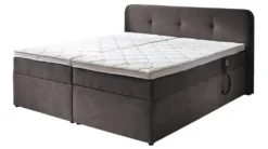 Boxspringbett 180 X 200 Cm Grau Microfaser Mit 6 Cm Topper - Elektrisch - GABRIOLA - Die Möbelfundgrube