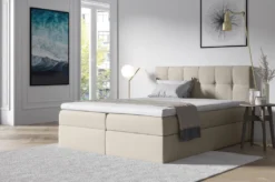 FURNIX Boxspringbett ERNIE 160x200 Doppelbett Mit Bettkasten & Topper SR21 Creme