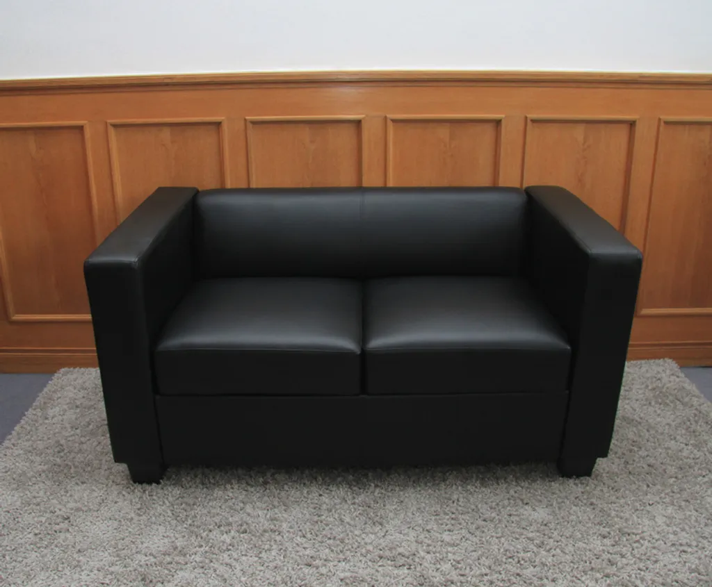 2er Sofa Lille, Kunstleder Schwarz – Bild 6