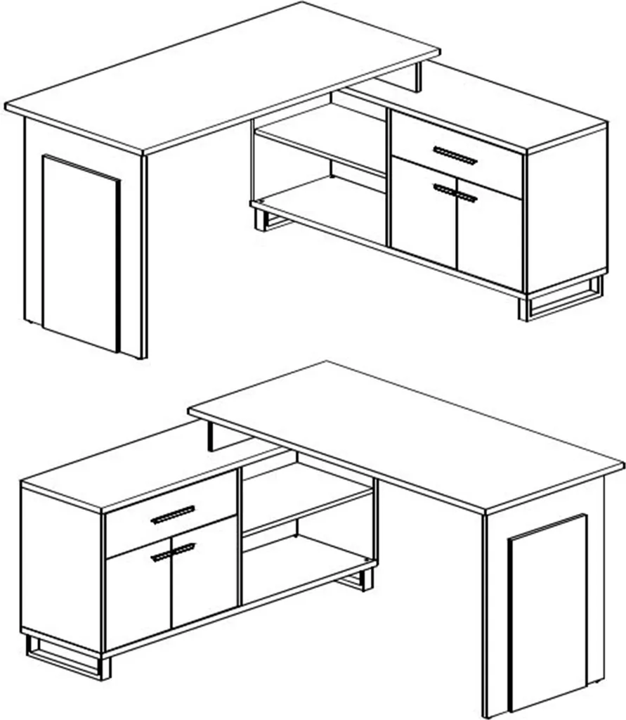 Winkelschreibtisch Schreibtisch Büroschreibtisch Eckschreibtisch "Margate I" Sonoma-Eiche / Weiß – Bild 5