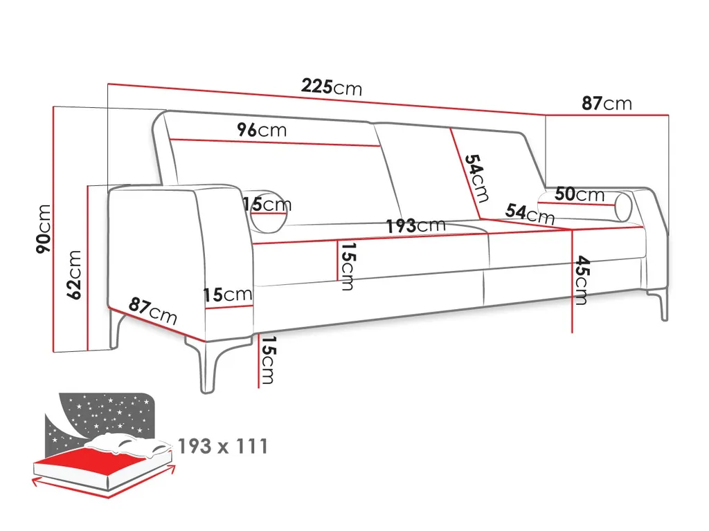 Mirjan24 Schlafsofa Noelia, Stilvoll Polstersofa Mit Schlaffunktion Und Bettkasten, Elegant Kissen, Couch (Farbe: Manila 16) – Bild 10