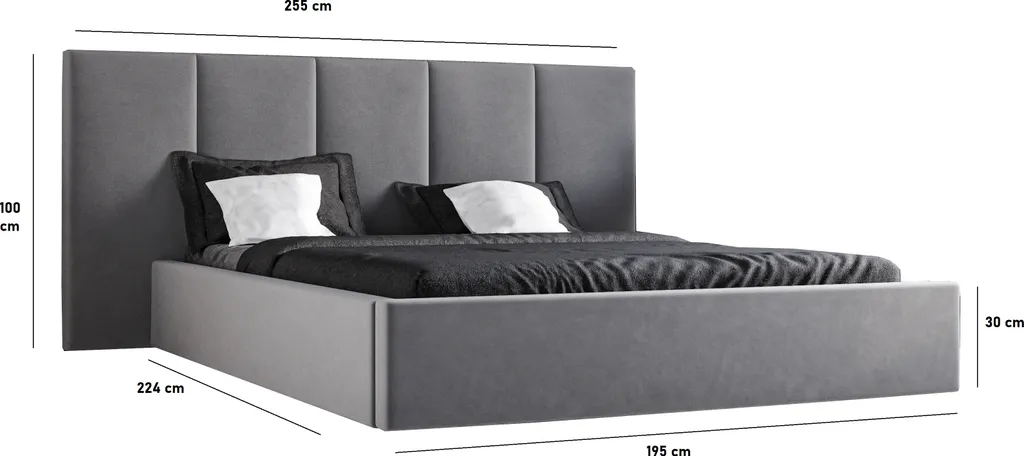 GRAINGOLD Polsterbett 180x200 Lisbon - Doppelbett Mit Stilvoll Massives Kopfteil - Bettkasten, Samtstoff & Lattenrost - Beige (Magic Velvet 2201) – Bild 3