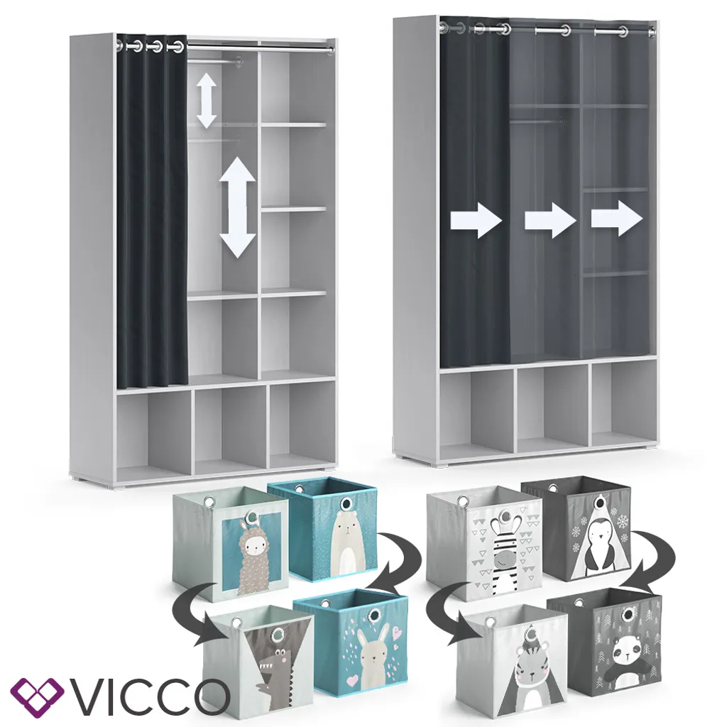 Vicco Kleiderschrank + Faltboxen Luigi Grau 104,4 X 173,8 X 35 Cm Holzwerkstoff – Bild 6