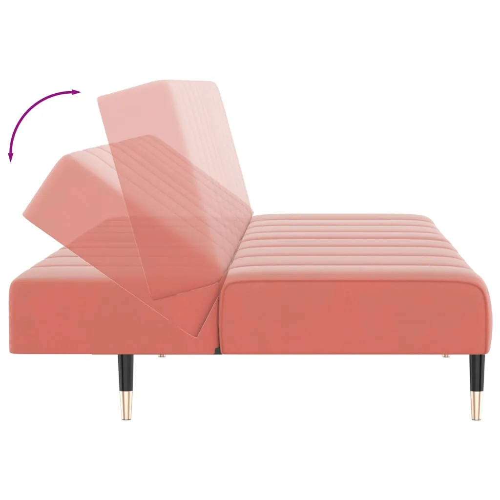 VidaXL Schlafsofa 2-Sitzer Rosa Samt – Bild 4