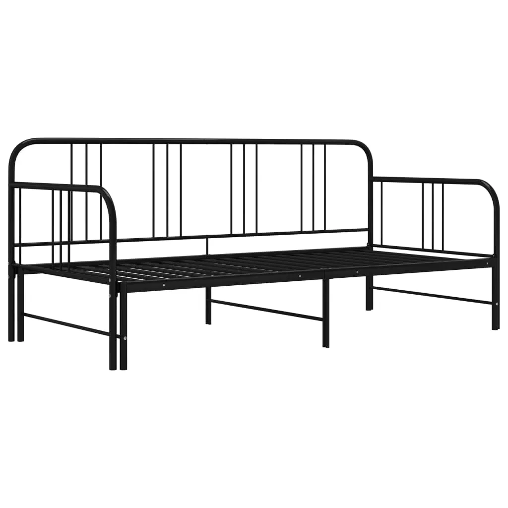 VidaXL Ausziehsofa Bettgestell Schwarz Metall 90x200 Cm – Bild 2