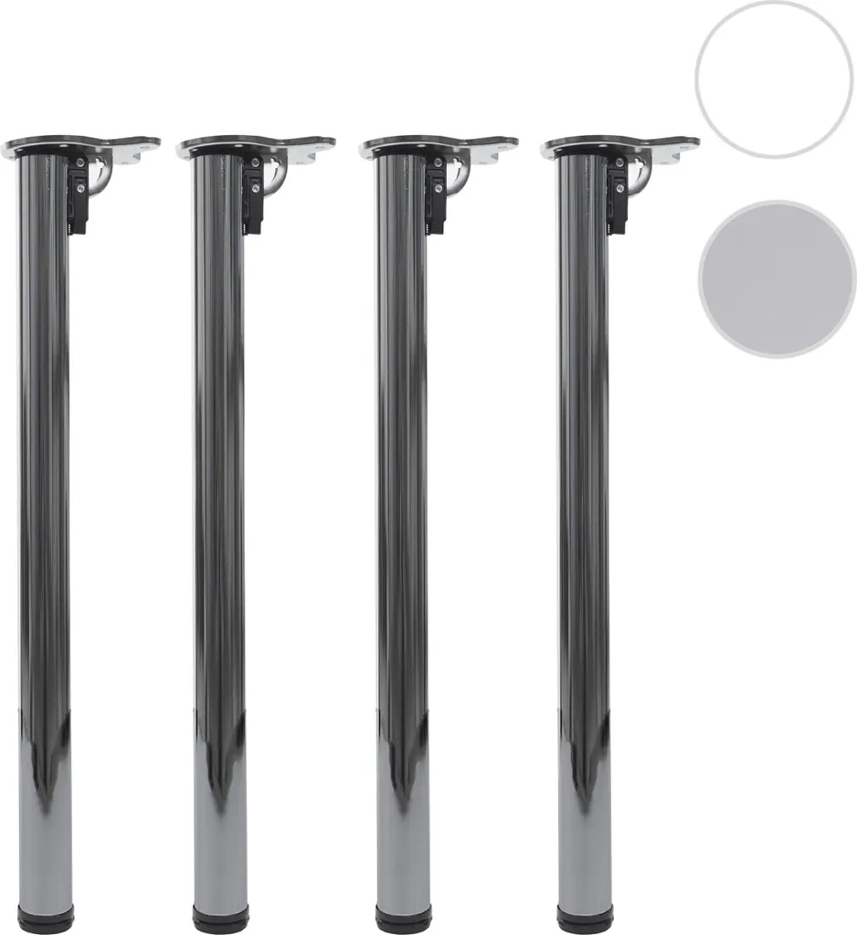 4er-Set Tischbein HWC-H34, Für Schreibtisch Esstischfuß Tischgestell, Klappbar 72cm Edelstahl-Optik – Bild 7