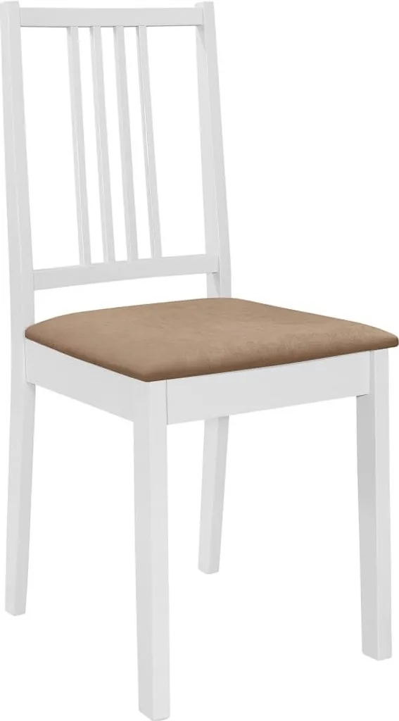VidaXL Esszimmerstühle Mit Polstern 2 Stk. Weiß Massivholz – Bild 2