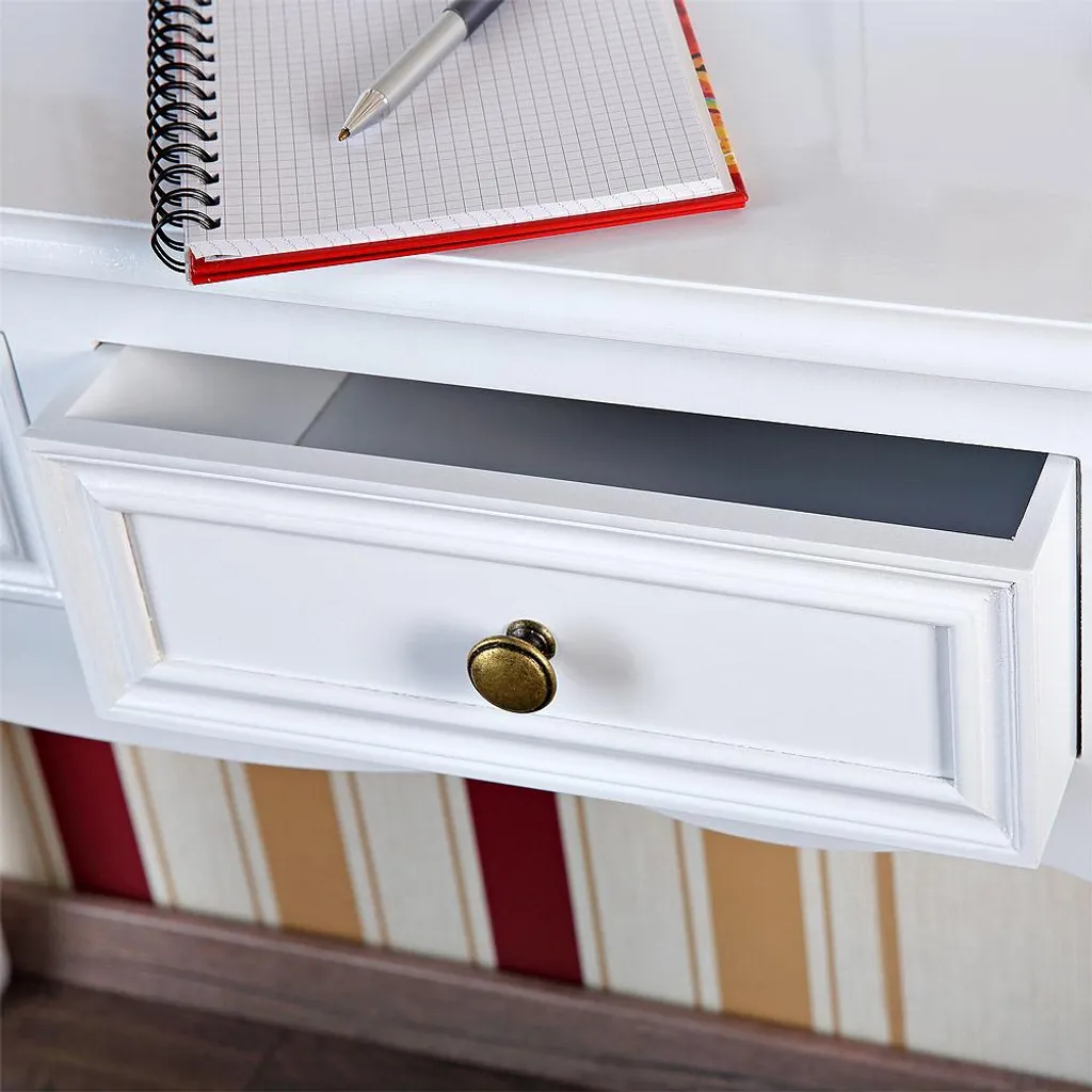 Mucola Antiker Sekretär In Weiß Schreibtisch Schminktisch Shabby Chic Landhausstil Schreibsekretär Computertisch Arbeitstisch Tisch – Bild 3