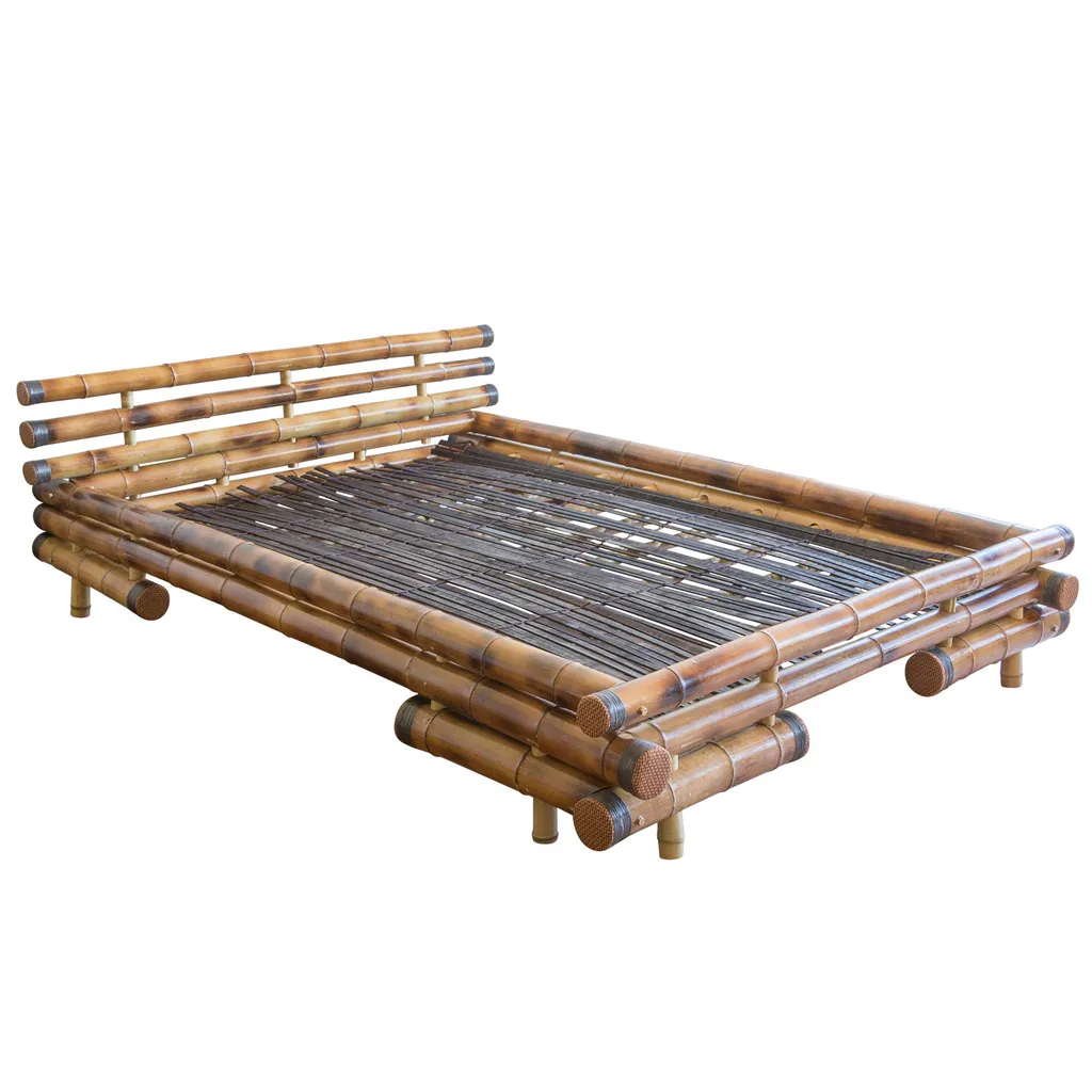 Homestyle4u 32, Bambusbett 140x200 Cm Bettgestell Mit Lattenrost Holzbett Futonbett Bambus Braun – Bild 6