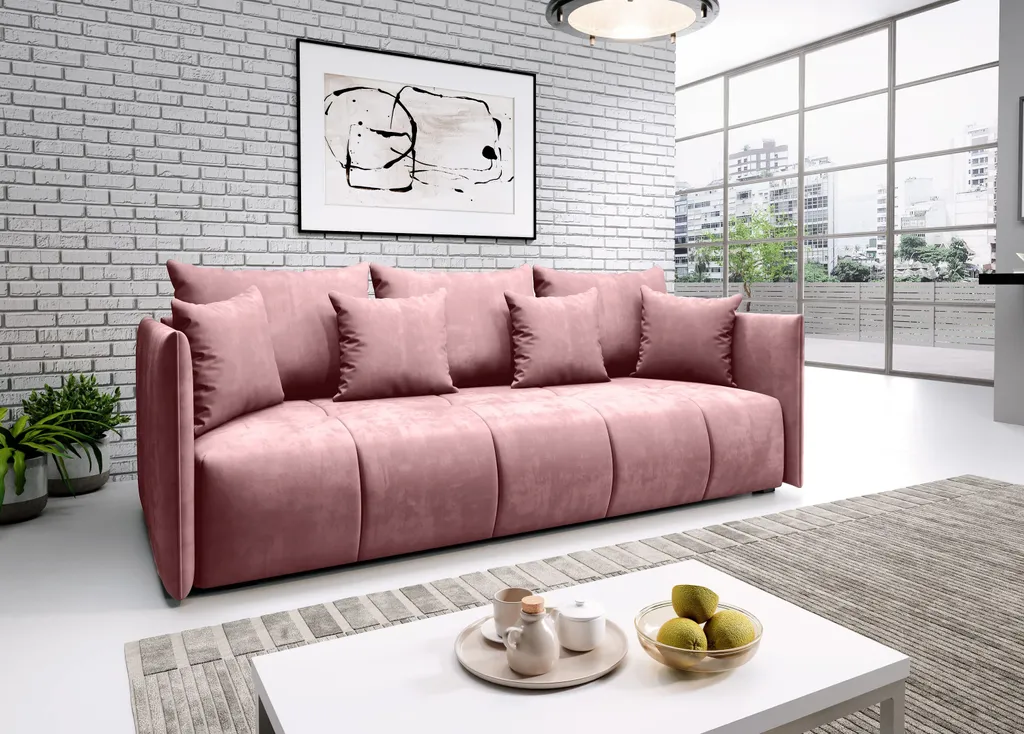 GRAINGOLD Polstersofa Ardi 3R - Schlafsofa Im Modernen Stil - Sofa Mit Bettkasten & Schlaffunktion - Rosa
