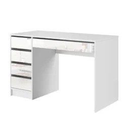 Domando Schreibtisch Licata Modern Für Büro Breite 120cm, Beidseitig Montierbar In Weiß Matt Und Weiß Hochglanz