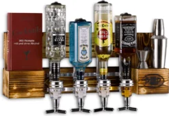 Schnapsbar Mit Flaschenhalter, Weinregal Paletten-Möbel, Wand Regal Als Hausbar Zum Hängen Mit Dosierer, Weinglashalter Und Getränkespender, Hand Germany