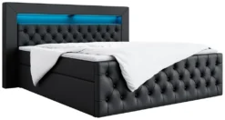 Boxspringbett - Doppelbett Mit Multipocket-Matratze Und Topper - Polsterbett - Stauraumbett Mit Bettkasten - GOLD 9 - Schwarz - 180 X 200