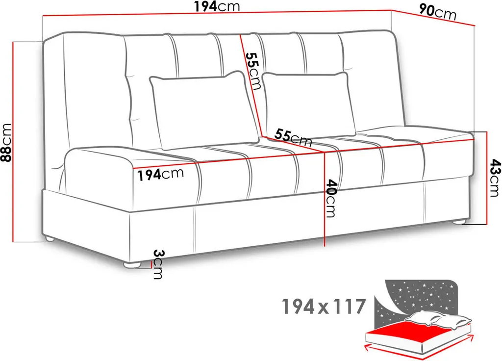 Mirjan24 Schlafsofa Sonia Mit Bettkasten, Couch Mit Schlaffunktion, Stilvoll Bettsofa, Polstersofa, Wohnzimmer Couchgarnitur (Chester 18) – Bild 6