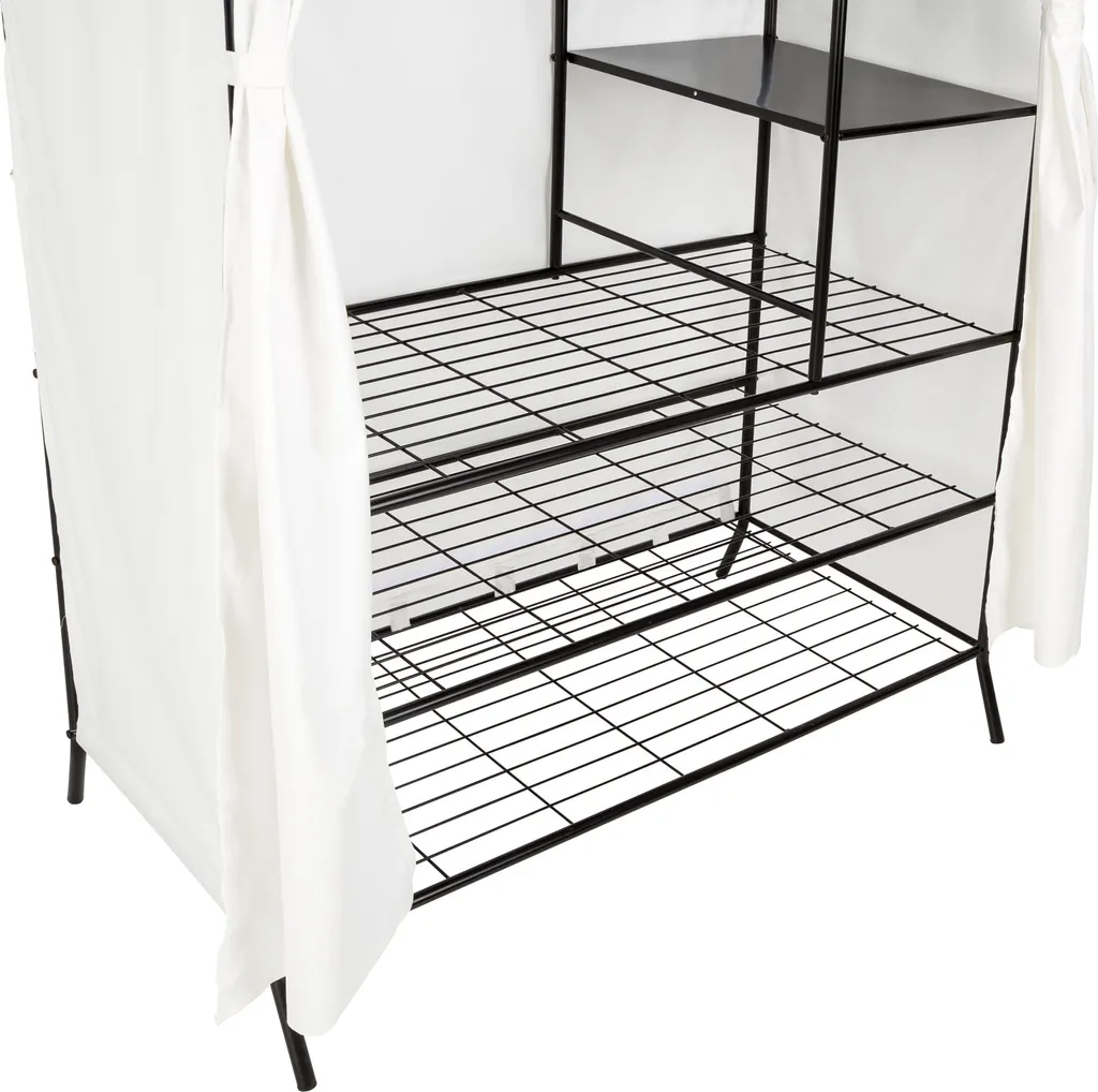 Tectake Metall-Garderobenschrank Mit Vorhang 112x207x57cm - Schwarz – Bild 5
