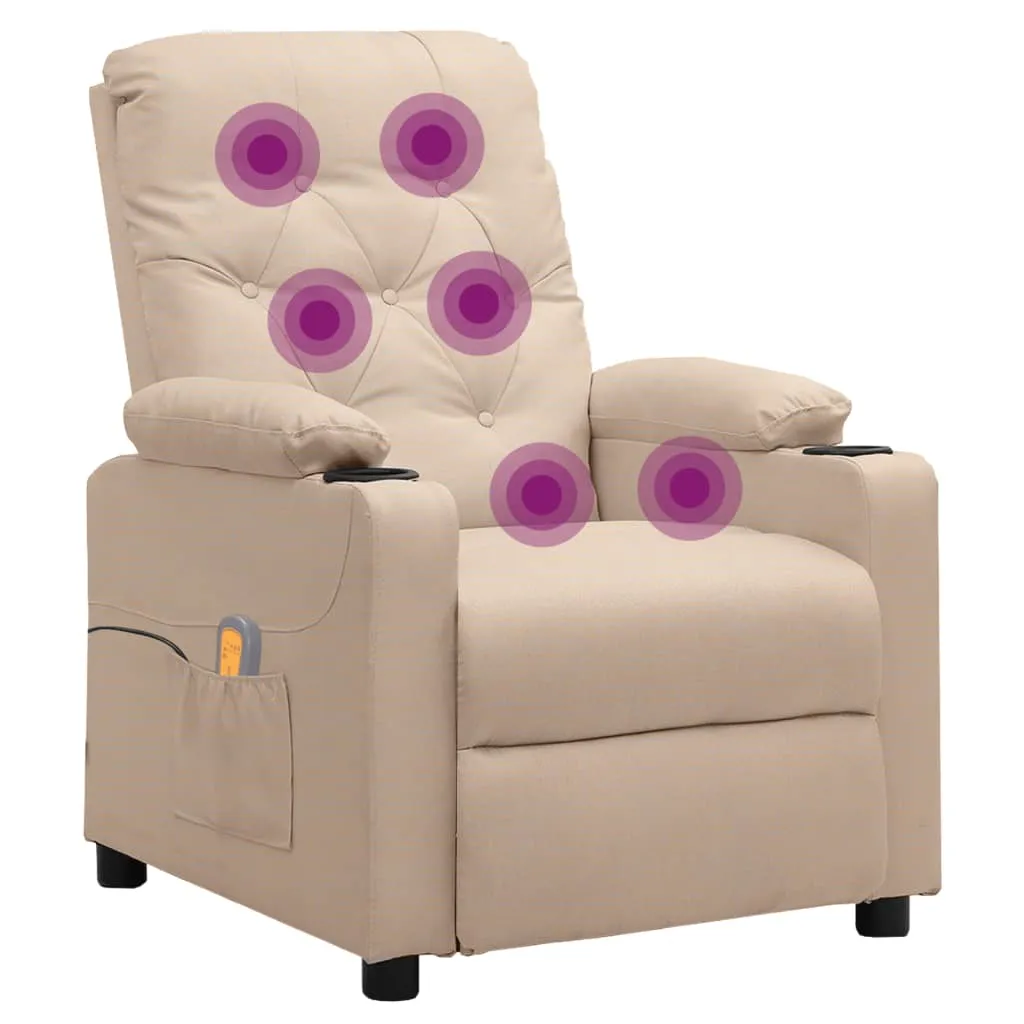VidaXL Massagesessel Creme Stoff – Bild 6