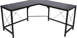 HOMCOM Computertisch Schreibtisch L-Form Eckschreibtisch Winkelschreibtisch MDF Schwarz 150 X 150 X 76 Cm