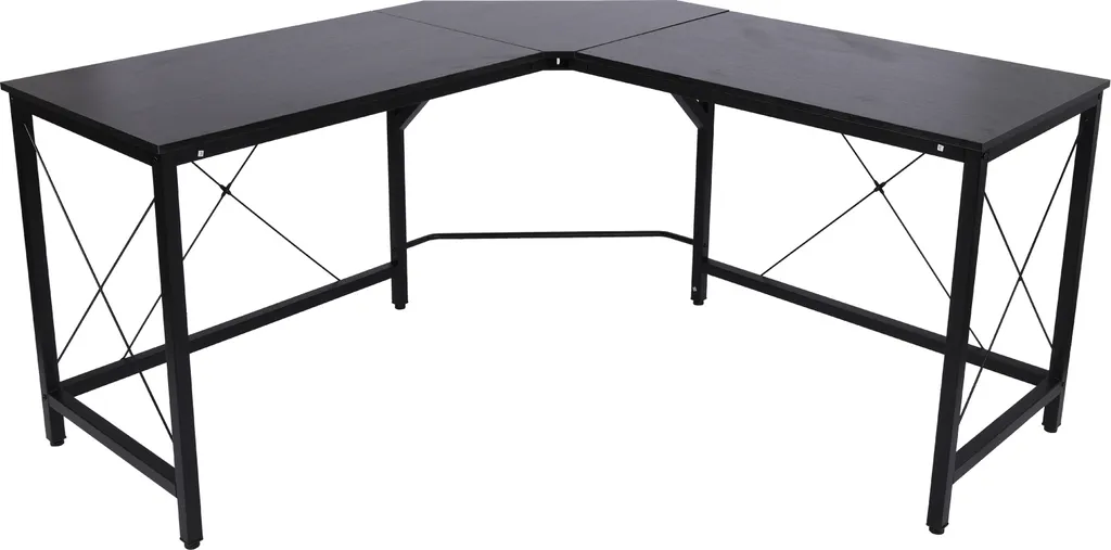 HOMCOM Computertisch Schreibtisch L-Form Eckschreibtisch Winkelschreibtisch MDF Schwarz 150 X 150 X 76 Cm