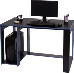 Schreibtisch HWC-J26, Computertisch Bürotisch, 120x60x76cm Schwarz-blau