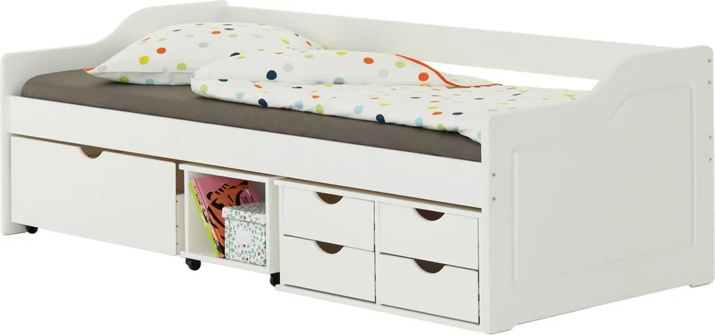 Funktionsbett Funktionsliege Kojenbett Kinderbett Jugendbett 90 X200 Kiefer Weiß – Bild 4