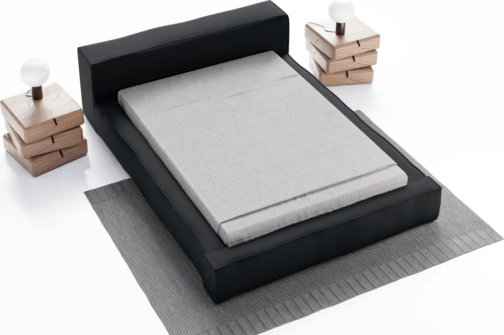 GRAINGOLD Design Polsterbett 180x200 Cm Armani - Premium Stoff, Bettkasten, Lattenrost - Modern Polsterbett - Schwarz (Solar 99) – Bild 3