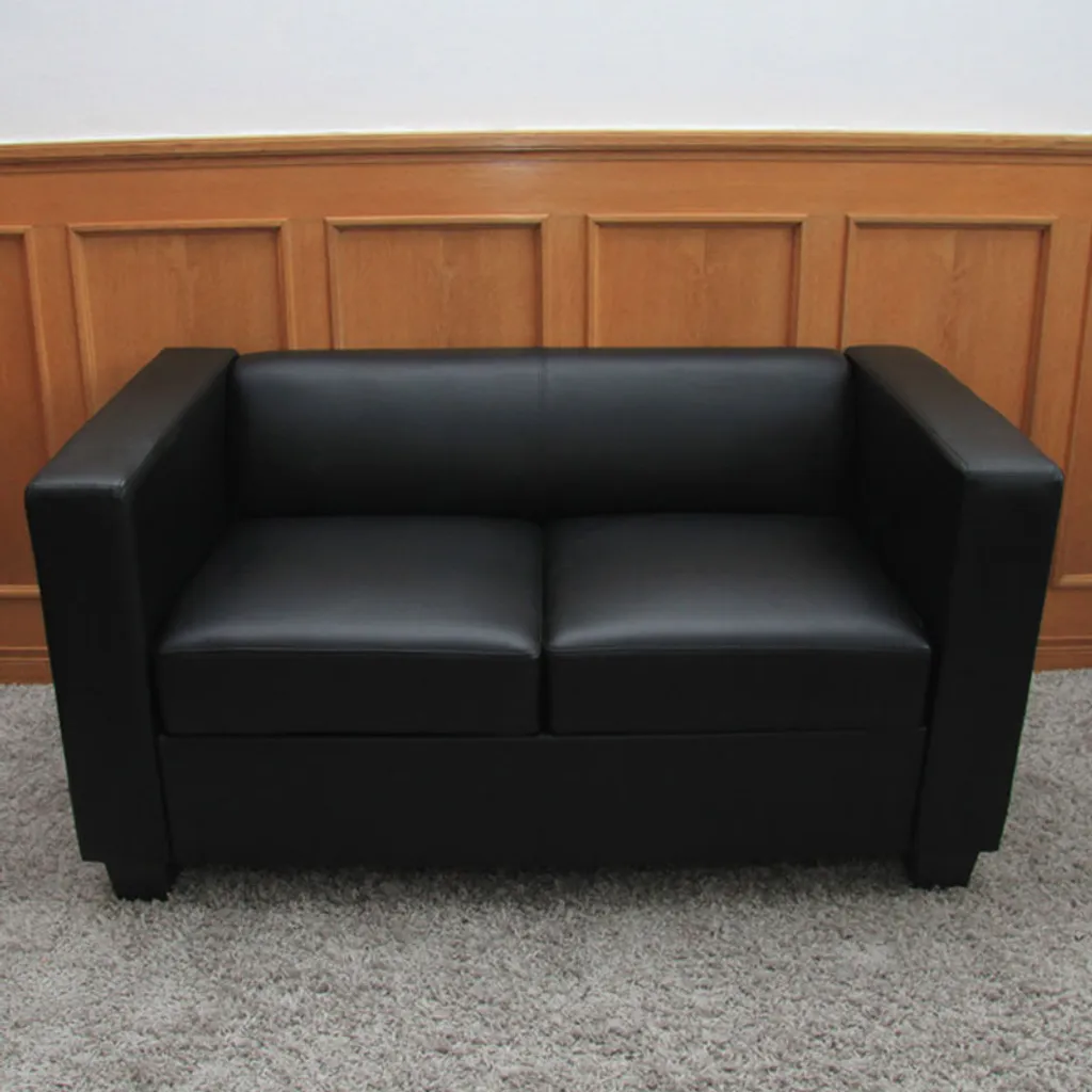 2er Sofa Lille, Kunstleder Schwarz – Bild 2
