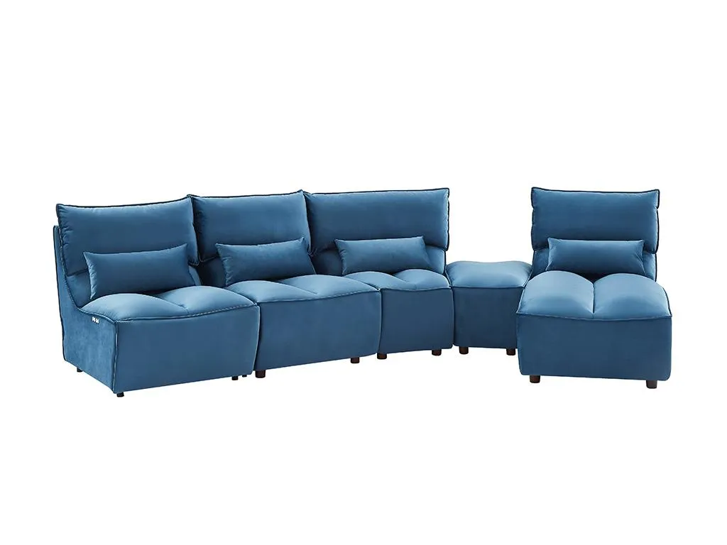 Relaxsofa Elektrisch - Samt - Blau - JUDIE – Bild 2